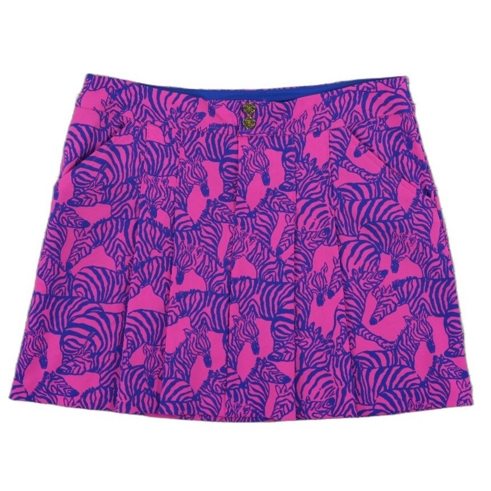 Lilly Pulitzer Luxletic Zebra Skort Women's Size 8 Pink Purple Pleated Golf